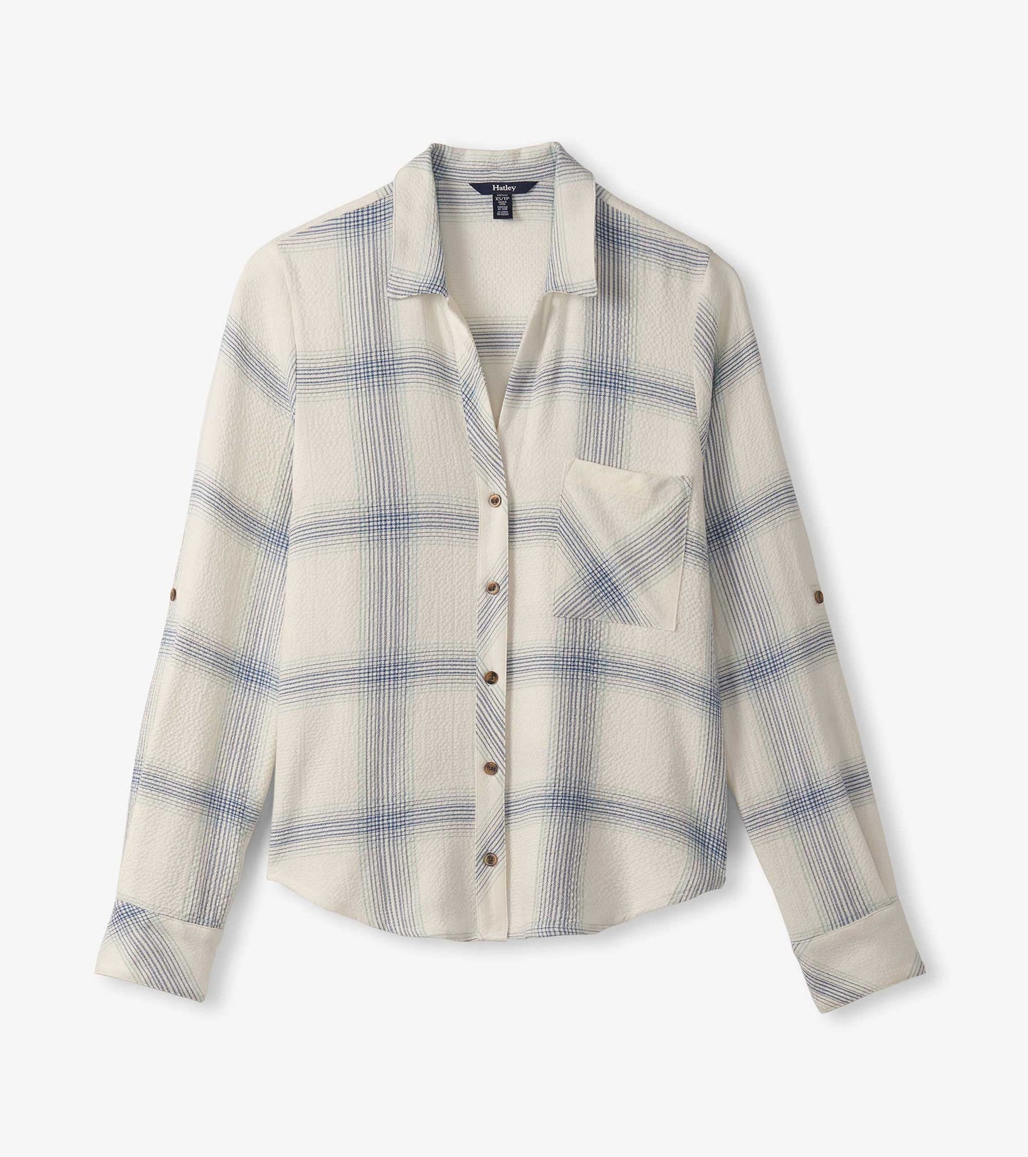Lila Button Down - Turquoise Plaid