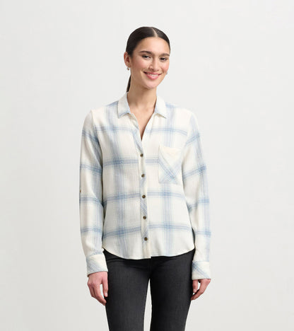 Lila Button Down - Turquoise Plaid