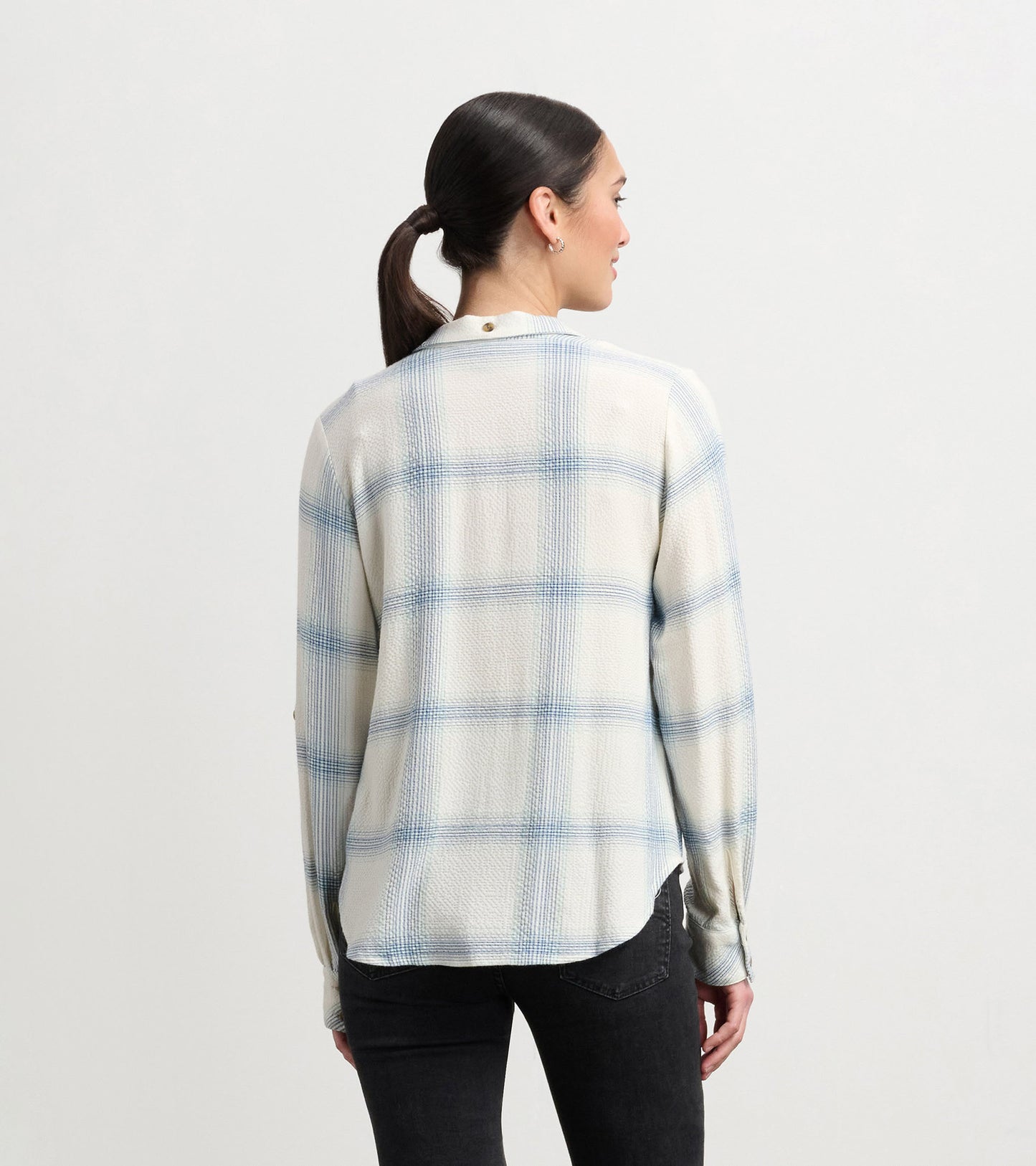 Lila Button Down - Turquoise Plaid