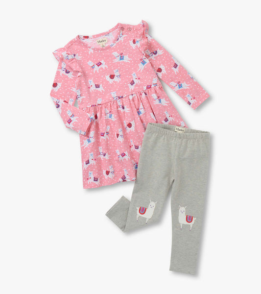 Baby & Toddler Girls Dancing Alpacas Ruffle Sleeve Dress and Legging Set
