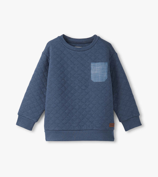 Boys Ensign Blue Quilted Pullover