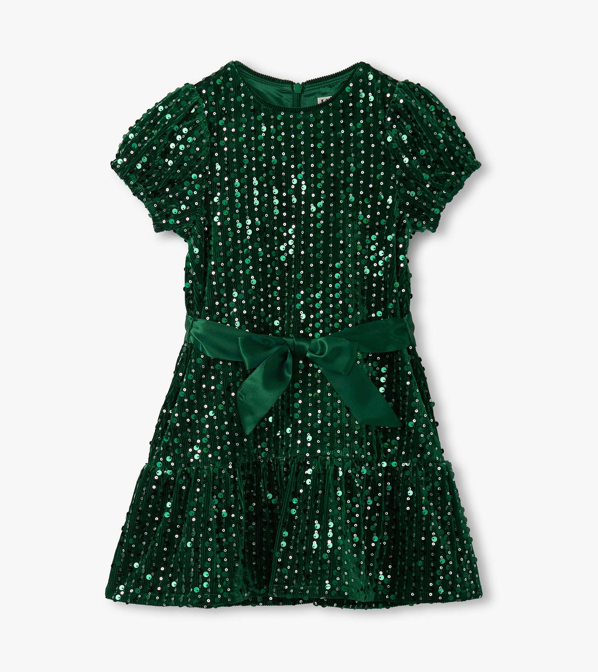 Girls Green Sequins Velvet Dress Girls Green Sequins Velvet Dress