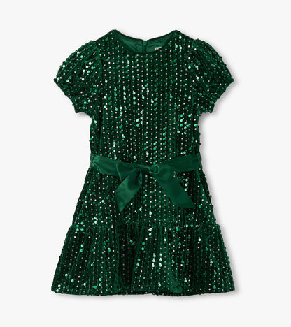 Hatley Green Sequins Velvet Dress