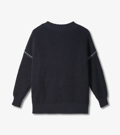 V-Neck Slouchy Sweater - Faded Grey
