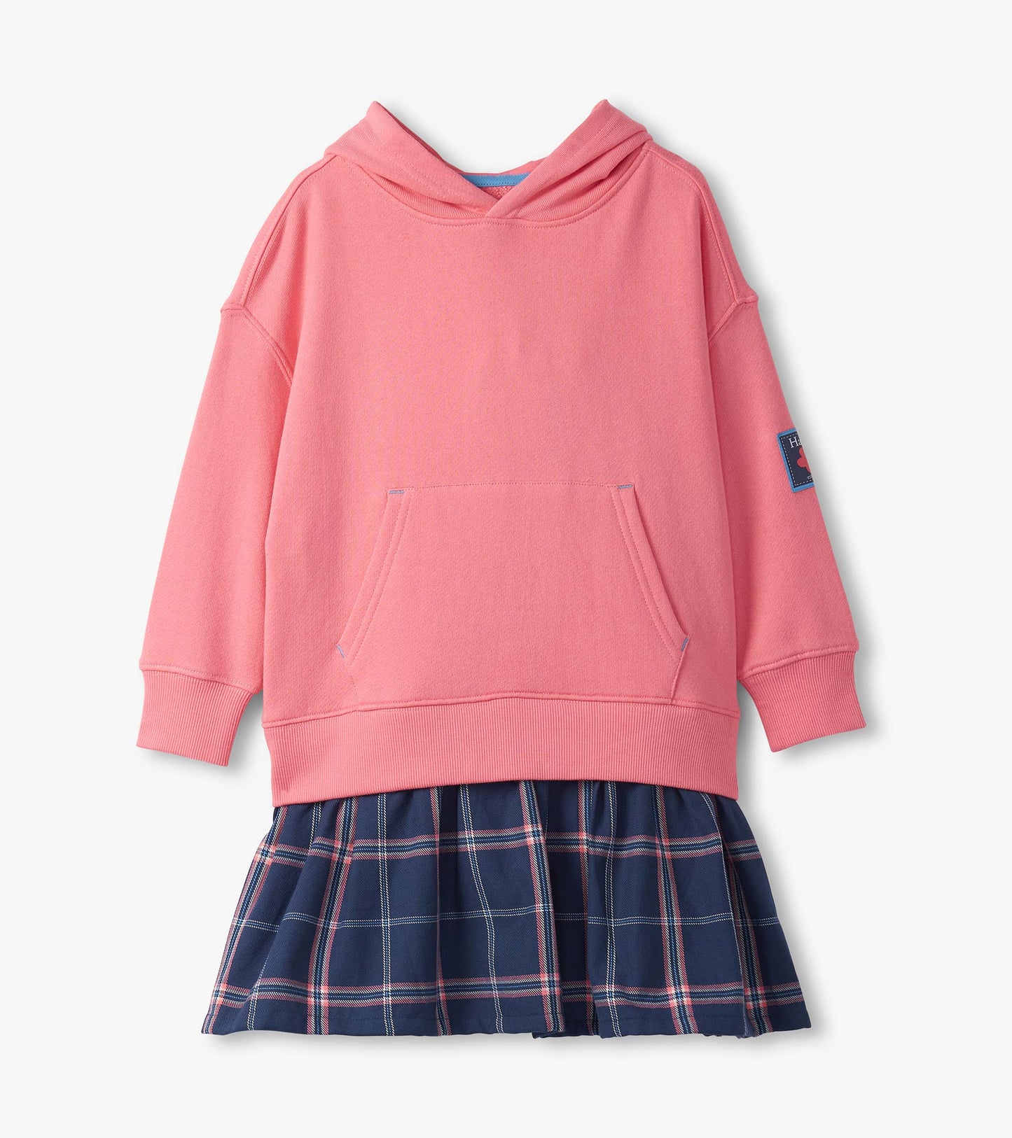 Girls Preppy Plaid Mixed Match Dress