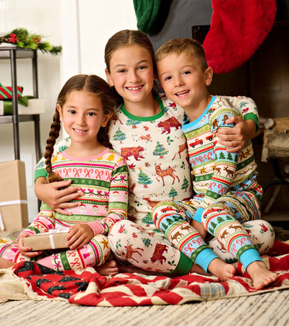 Girls Holiday Animals Cotton Pajama Set