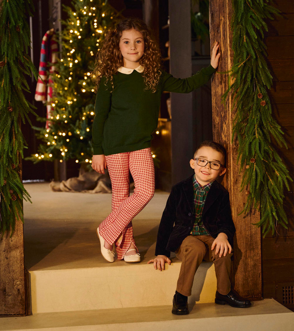 Girls Chex Red Houndstooth Bell Bottoms