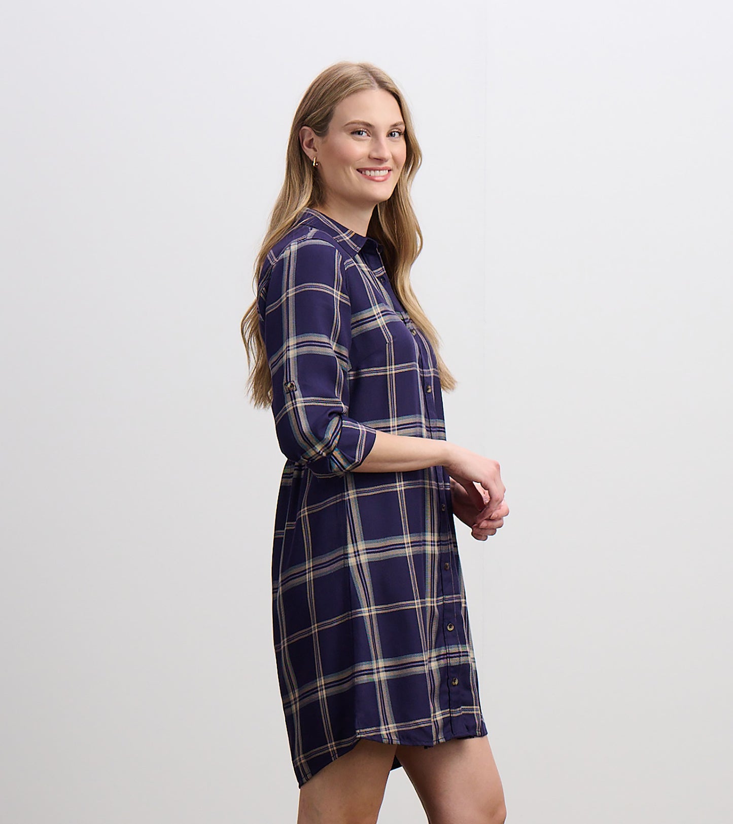 womens navy blue shirt dress Cara Shirt Dress