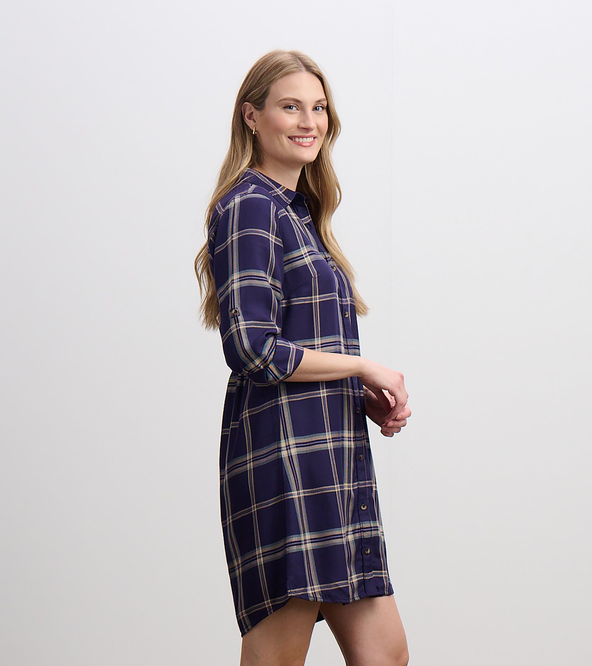 Cara Shirt Dress - Heirloom Navy Plaid