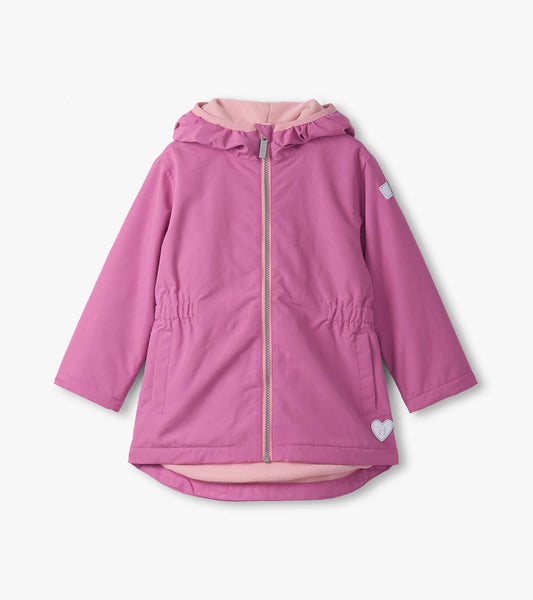 Girls Heart Swans Zip-Up Lightweight Rain Jacket
