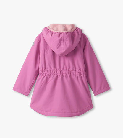 Girls Heart Swans Zip-Up Lightweight Rain Jacket
