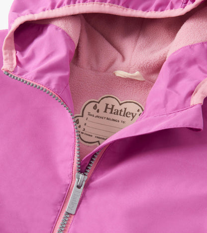 Girls Heart Swans Zip-Up Lightweight Rain Jacket