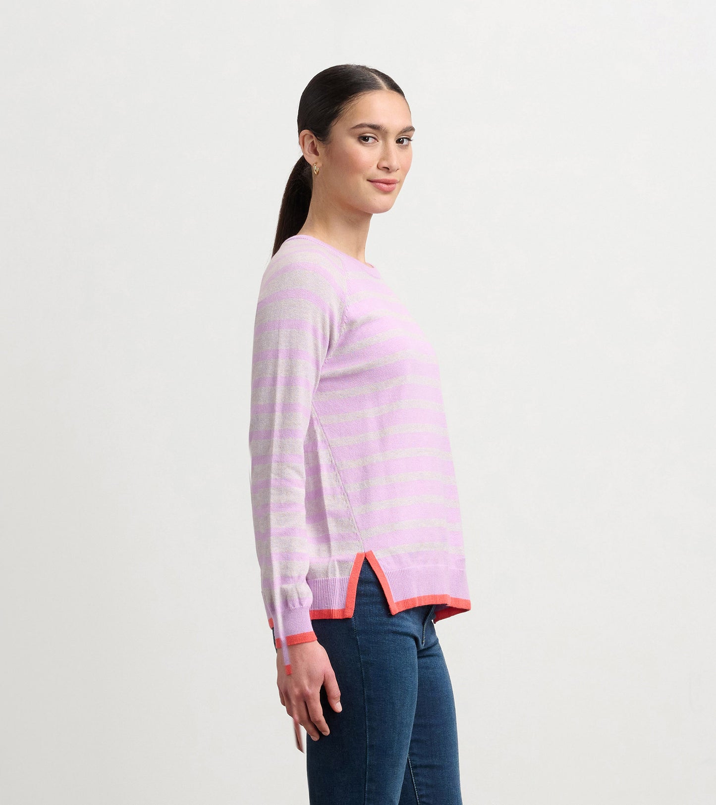 Olivia Sweater - Lilac Pink Stripes