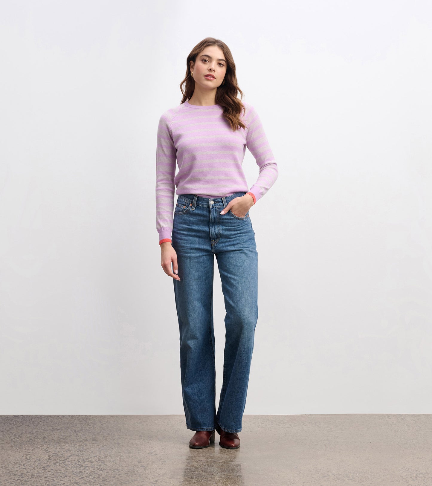 Olivia Sweater - Lilac Pink Stripes