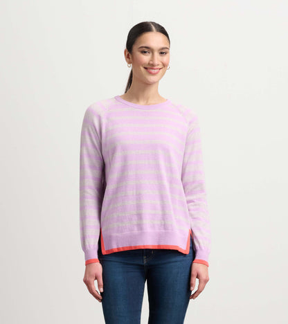 Olivia Sweater - Lilac Pink Stripes