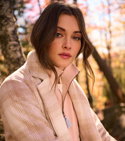 Fringe Jacket - Light Taupe Plaid