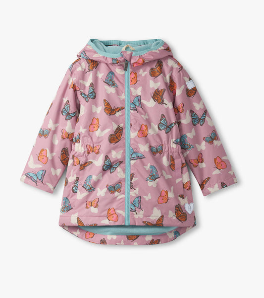 Girls Pop-Out Butterflies Zip-Up Lightweight Rain Jacket