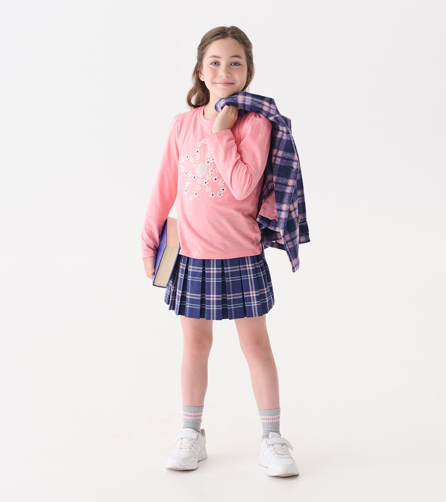Girls Preppy Plaid Pea Coat