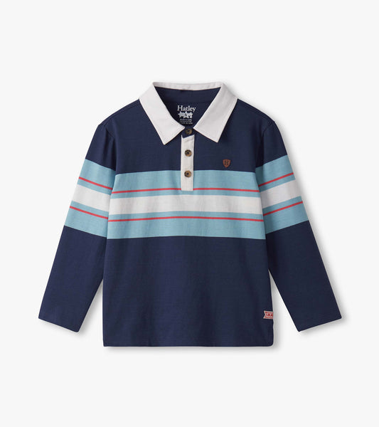 Boys Blue Stripes Rugby Polo