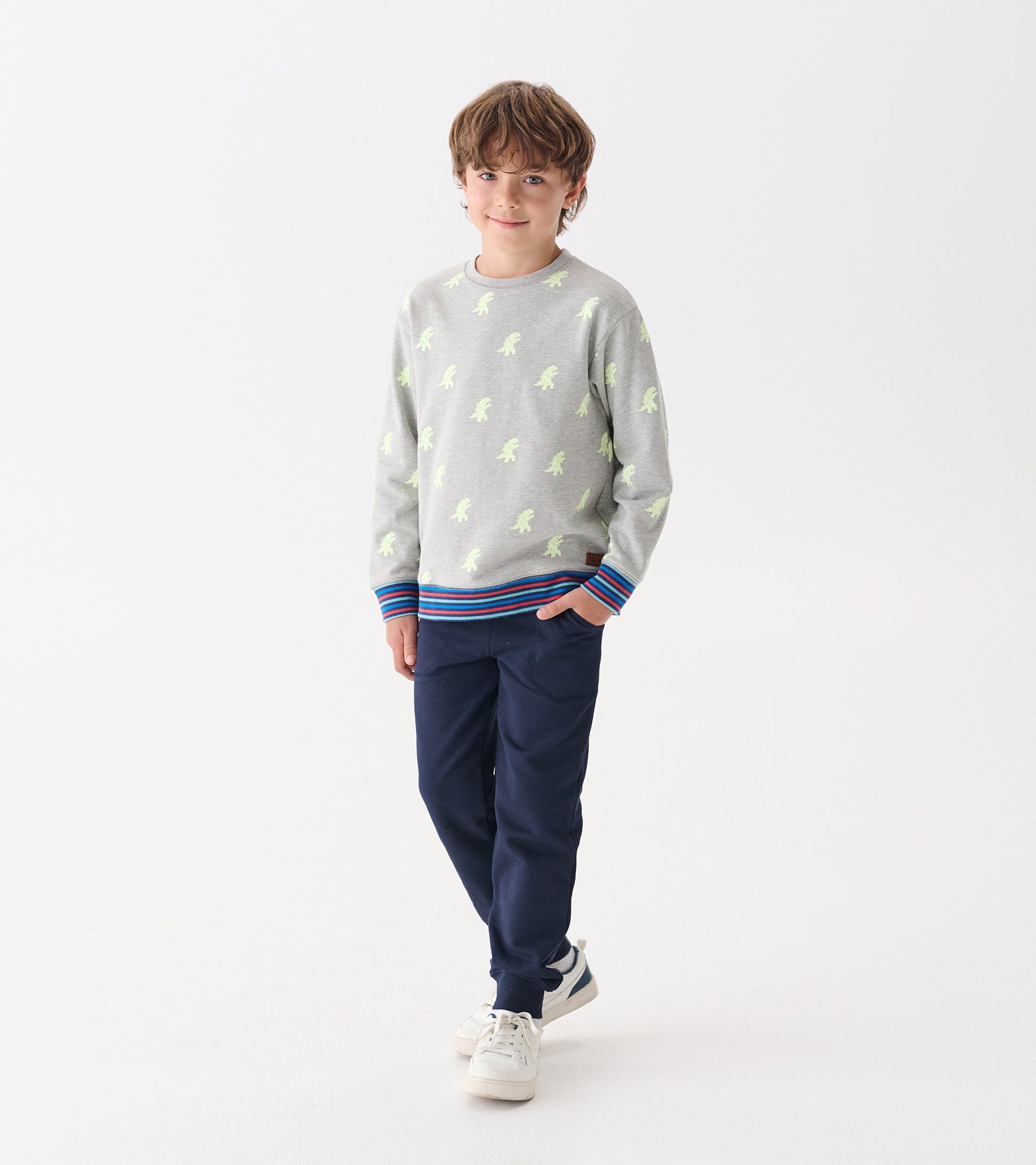 Navy polar fleece joggers for boys, featuring a comfortable fit and elastic waistband, ideal for casual wear.