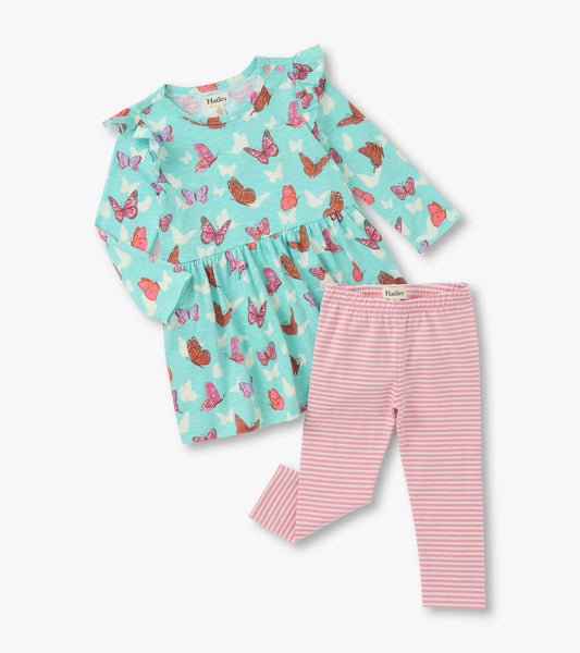 Baby & Toddler Girls Butterfly Ruffle Dress and Legging Set