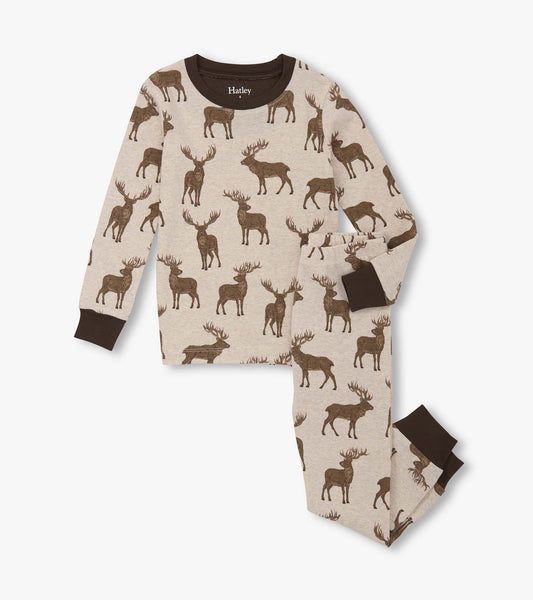 Boys Pine Brush Stags Cotton Pajama Set