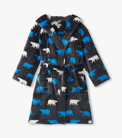 Boys Polar Bear Silhouette Fuzzy Fleece Robe