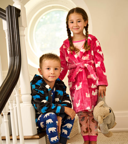 Boys Polar Bear Silhouette Fuzzy Fleece Robe