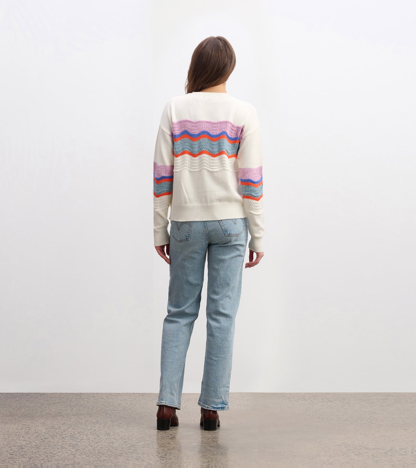 Pointelle Wave Sweater - Summer Sky Ripple