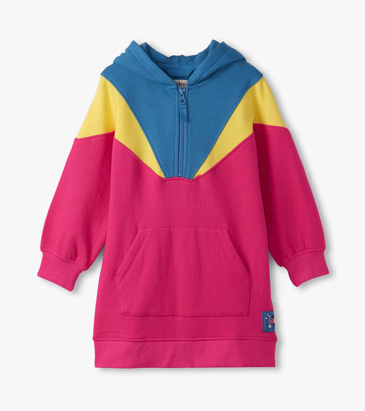 Girls Half-Zip Retro Colour Block Dress