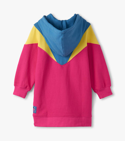 Girls Half-Zip Retro Color Block Dress