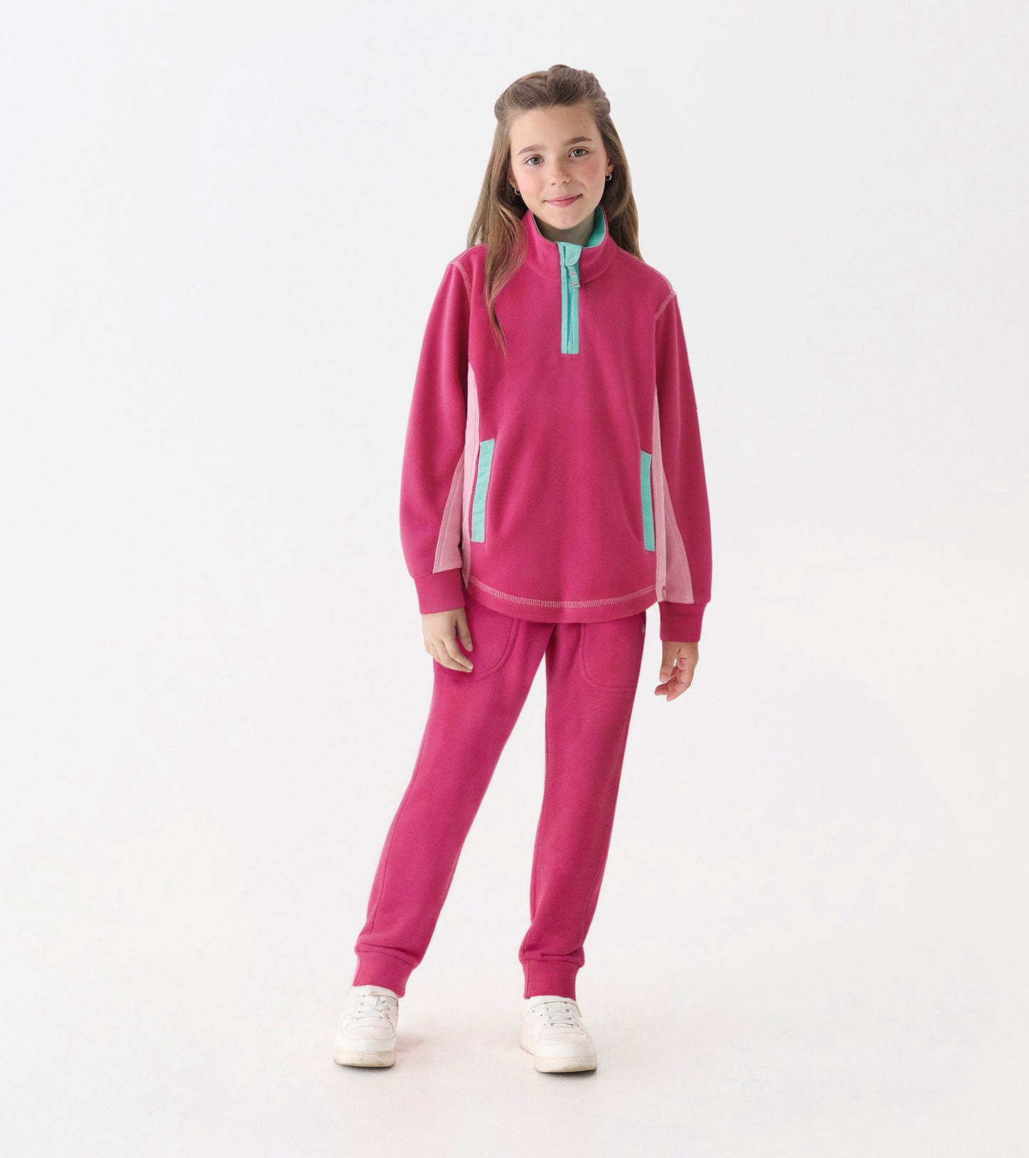 Girls Raspberry Rose 1/4 Zip Mockneck