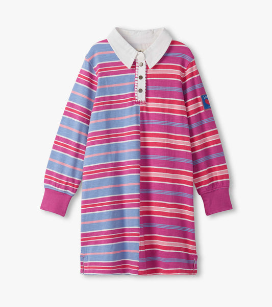 Girls Mixed Stripes Polo Dress