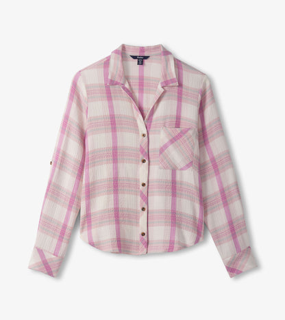 Lila Button Down - Pink Plaid