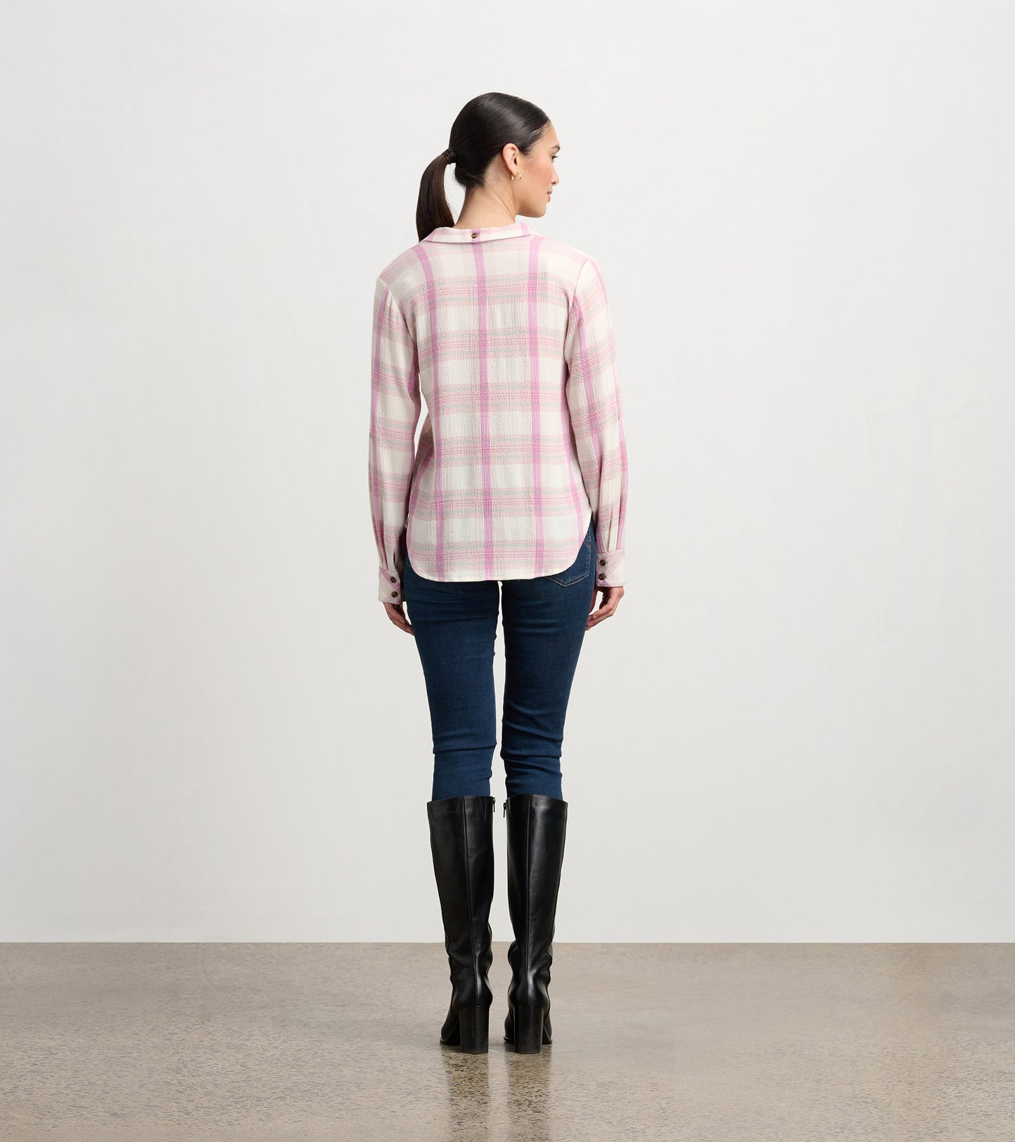Lila Button Down - Pink Plaid