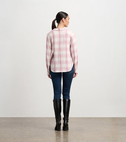 Lila Button Down - Pink Plaid