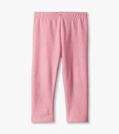 Cozy sea pink leggings with a soft texture and subtle glitter pattern, designed for baby and toddler girls.