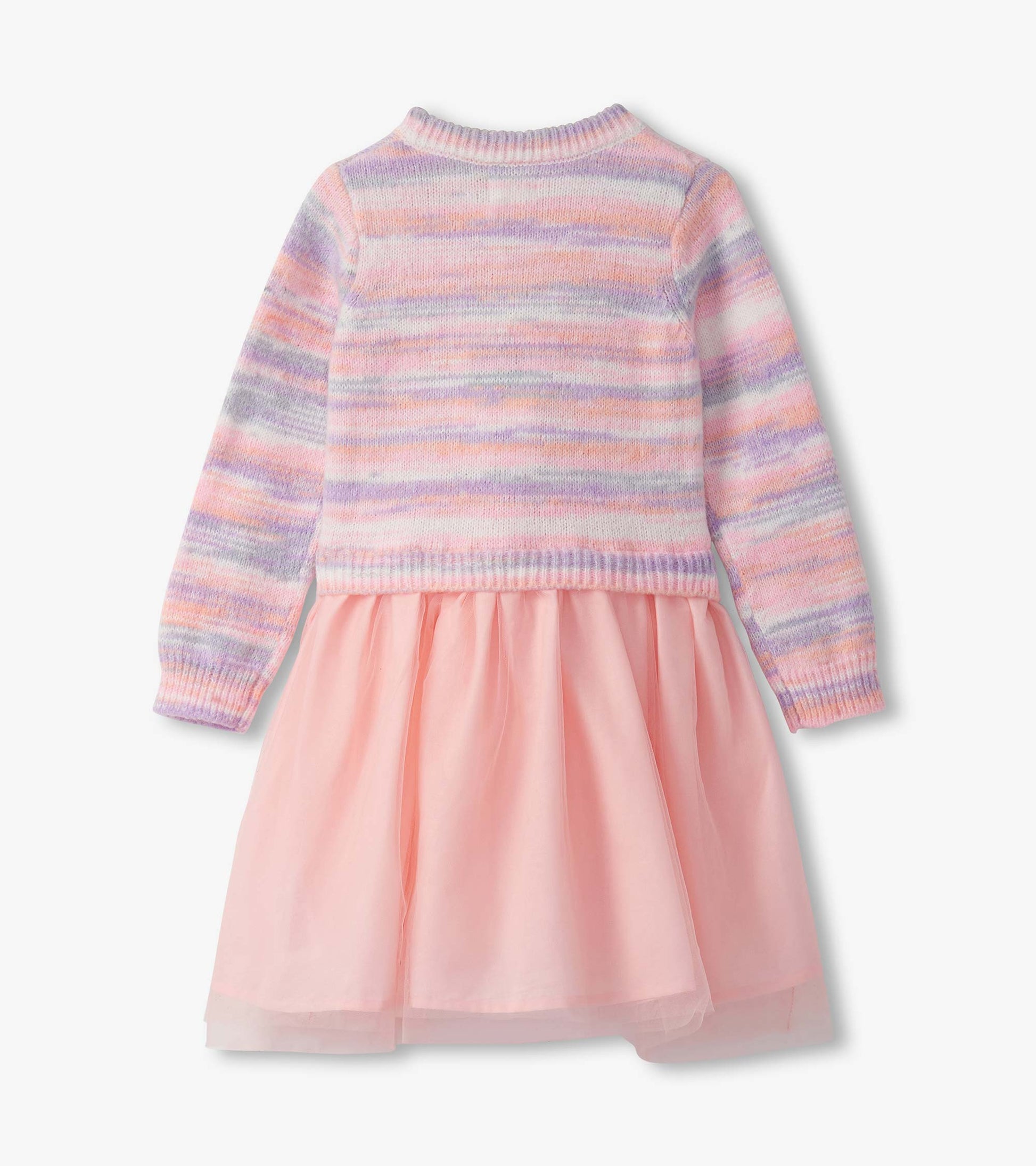 Pastel striped long-sleeve top with a pink tulle skirt, perfect for casual wear or special occasions.