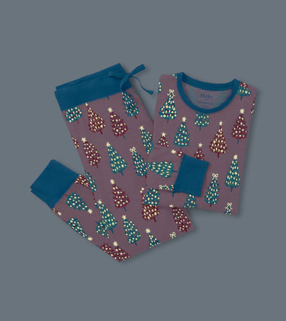 Women's Pink Bottle Brush Trees Glow in the Dark Cotton Pajama Set