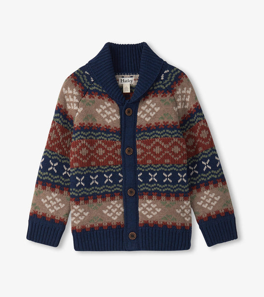Boys Vintage Fair Isle Shawl Collar Cardigan