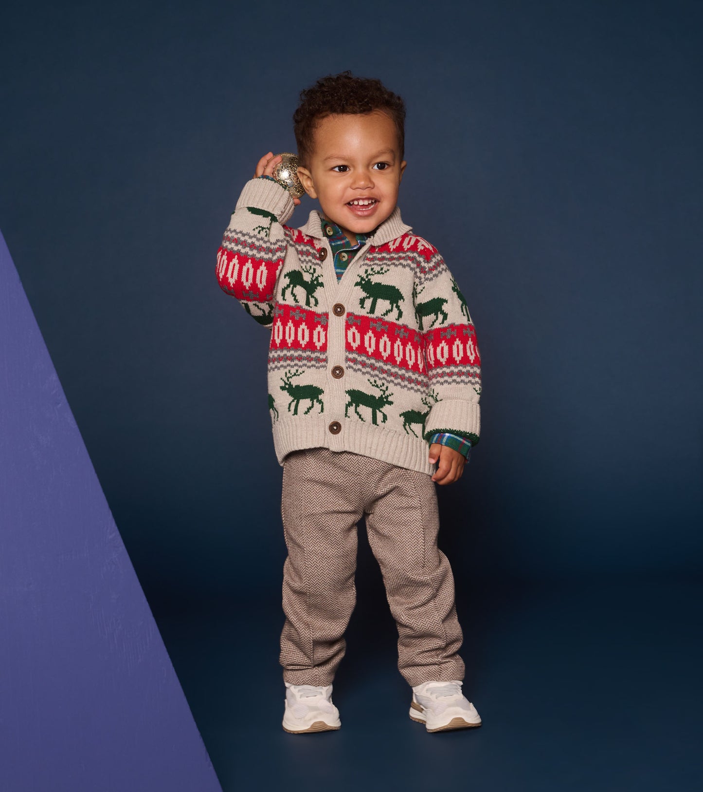 Baby & Toddler Boys Winter Elk Shawl Collar Cardigan