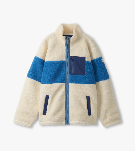 Boys White Smoke Faux Sherpa Zip-Up Jacket