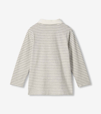 Boys Athletic Grey Stripes Rugby Shirt