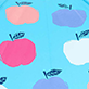 View Girls Apple Orchard Umbrella light blue swatch with pink, purple, and white apples and small blue leaves
