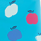 View Girls Apple Orchard Matte Rain Boots blue swatch with scattered red and white apples and small fish motifs
