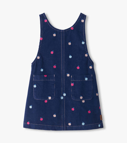 Girls Embroidered Apple Pinafore Dress