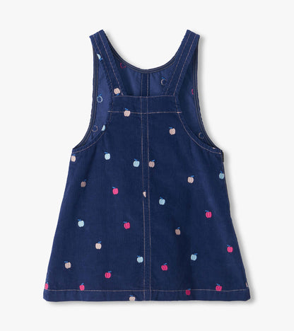Girls Embroidered Apple Pinafore Dress
