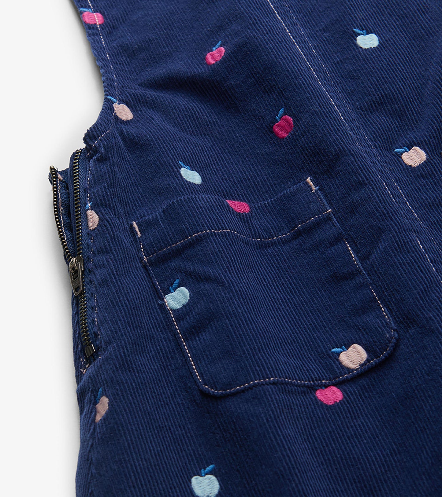 Girls Embroidered Apple Pinafore Dress