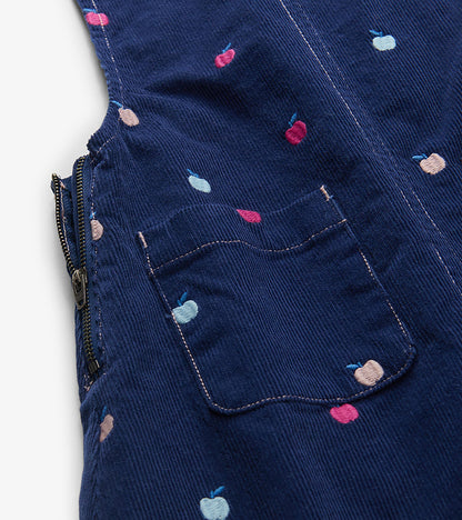 Girls Embroidered Apple Pinafore Dress