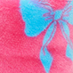 View Girls Big Bows Fleece Slippers pink swatch with large blue bow motif
